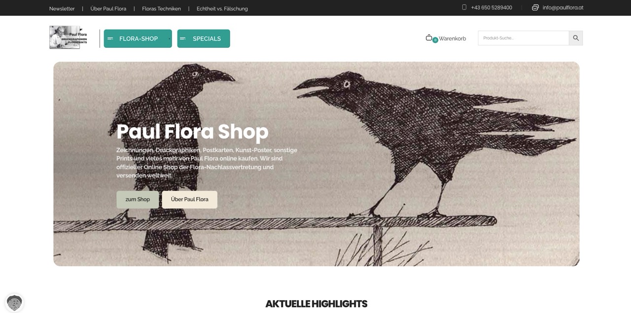Website des Paul Flora Shops
