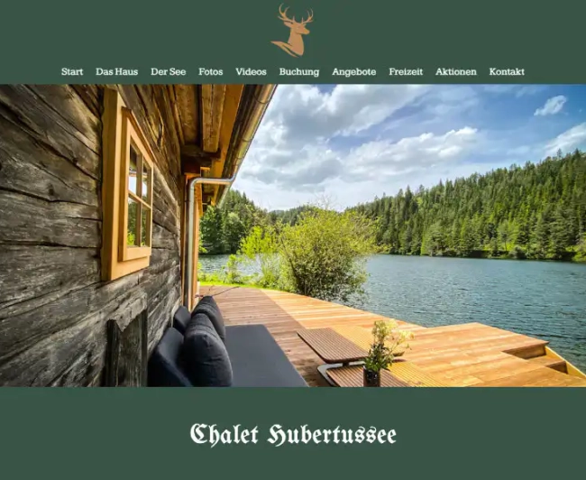 Chalet Hubertussee Screenshot Webdesign Hero Area