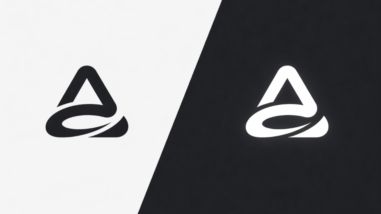 2 generische Firmenlogos, einmal Dark Mode vs. normal auf hellem Grund zum Vergleich