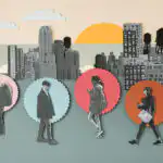 Zielgruppensegemtierung im Marketing anhand einer Collage von Menschen im urbanene Stadtbild